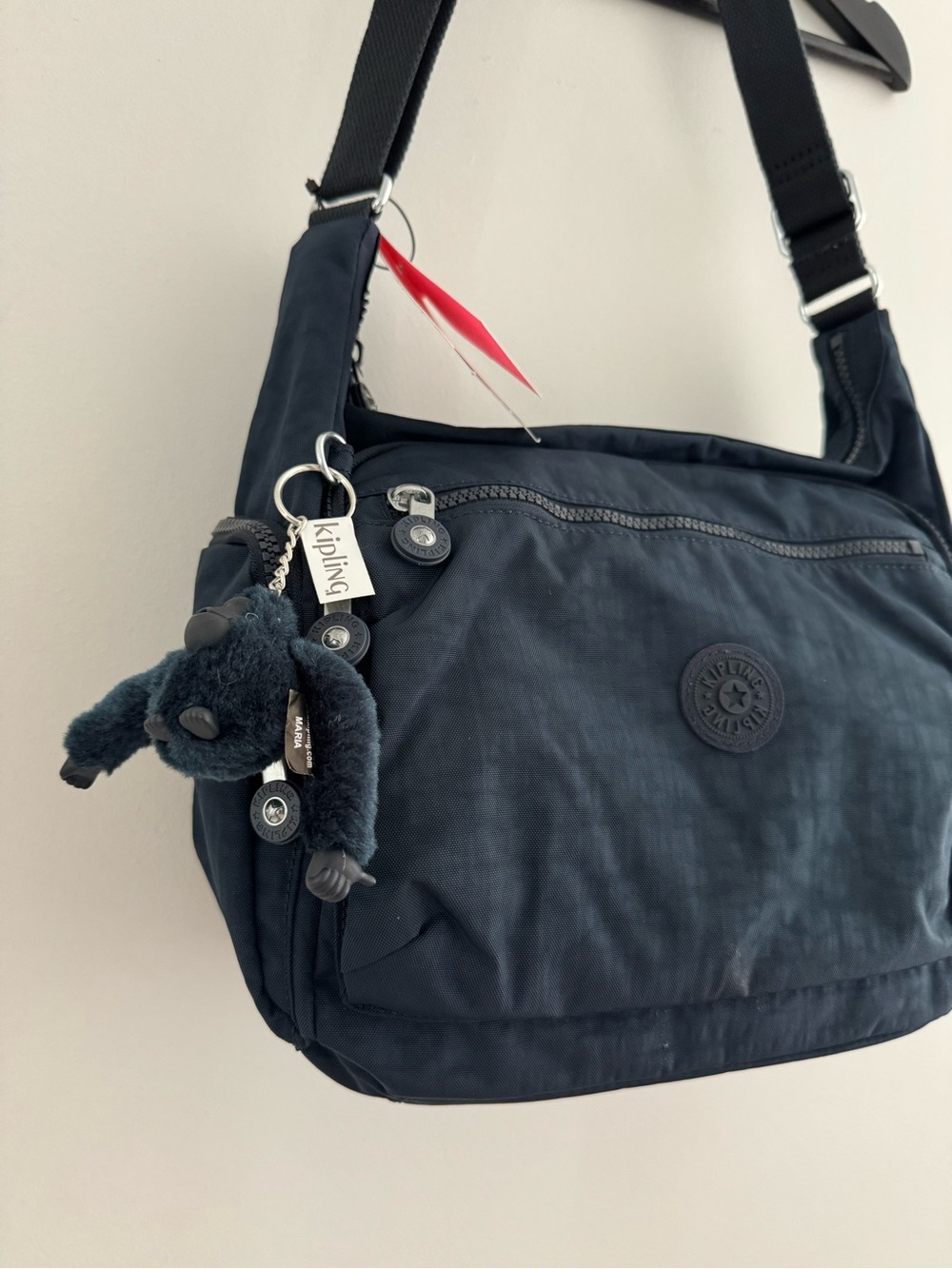 Large Kipling Dark Navy Crossbody Shoulder Bag with Monkey Charm